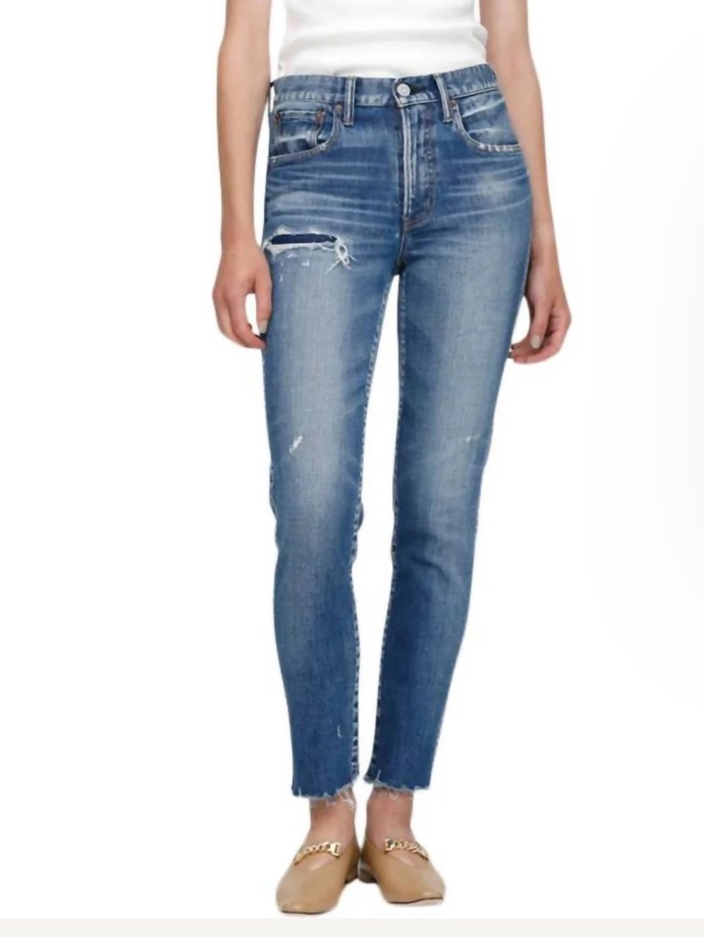 Moussy Mid-Blue Slim Cropped Ankle Jeans